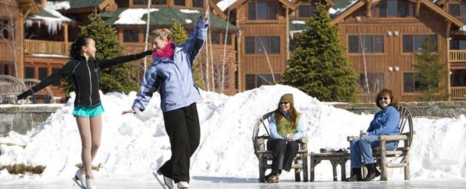 Young girl doing outdoor ice skating training.