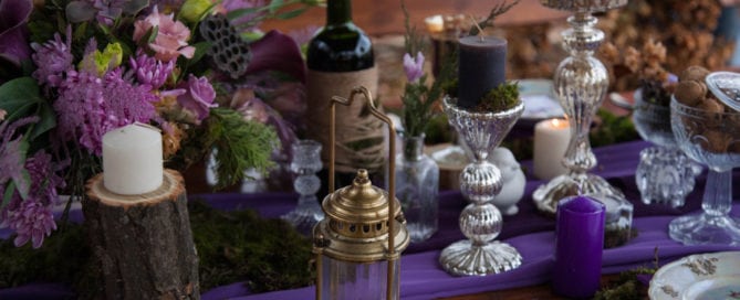 Wedding reception table decorations.