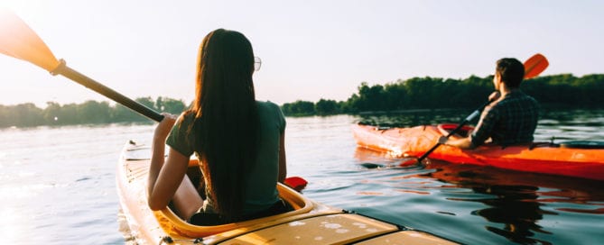 Couple in kayaks