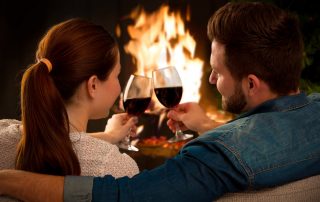 Picture of couple enjoying a romantic Adirondacks getaway.