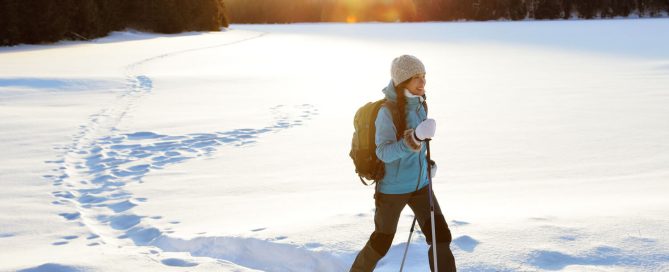 Picture of person snowshoeing in Lake Placid.