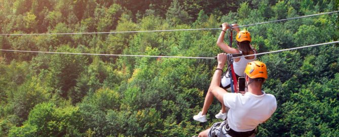 A Couple Enjoying a Lake Placid Zipline Tour