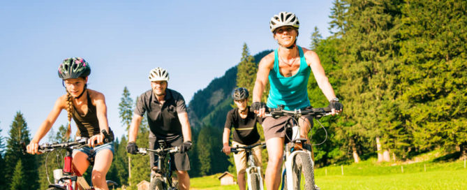 A group embarking on one of Lake Placid's fun bike tours