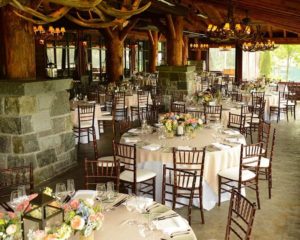 A wedding set up at Whiteface Lodge in Lake Placid