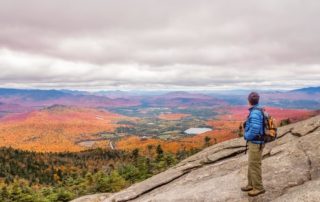 A man hiking in Lake Placid