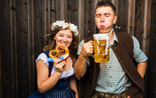 A couple celebrating Oktoberfest in Lake Placid
