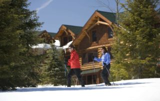 A couple skiing in Lake Placid during the holidays