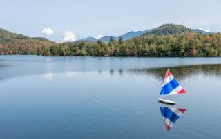 A boat rental on Mirror Lake in Lake Placid