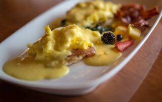 The eggs benedict plate at Kanu Dining Room in Lake Placid