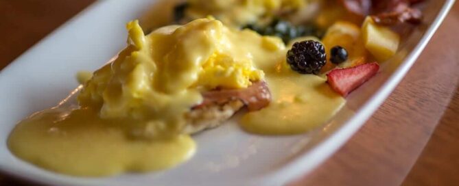 The eggs benedict plate at Kanu Dining Room in Lake Placid